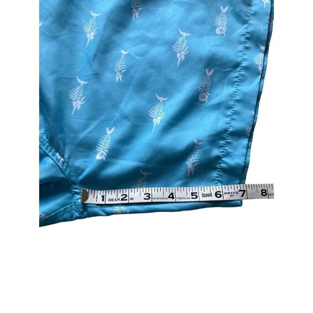 Maamgic light blue swim trunks with white swordfish pattern - XL